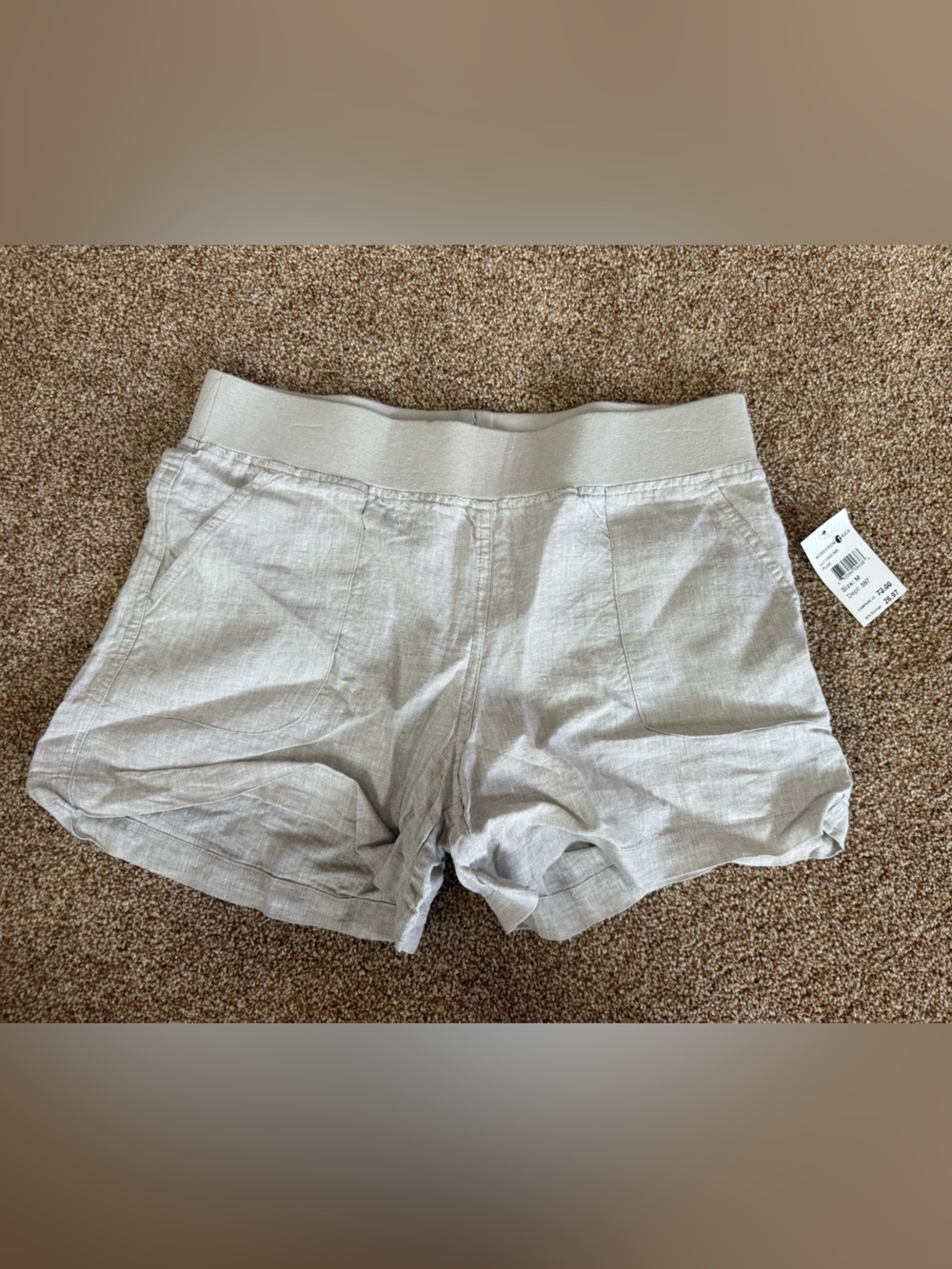 Allen Allen Natural Beige Linen Shorts